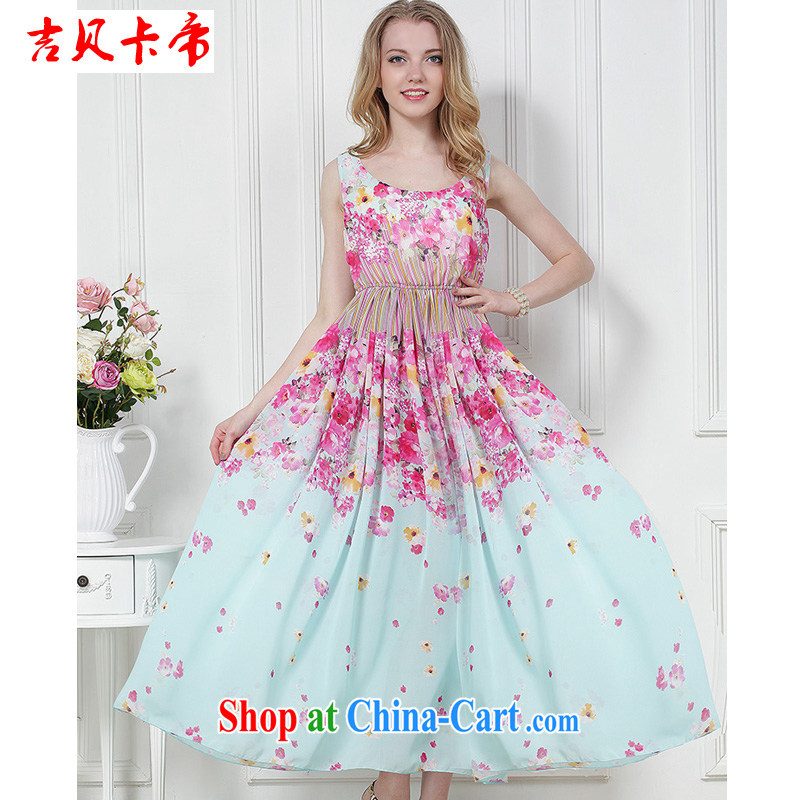 The Bekaa in Dili new blue Indigo small cherry blossoms (Sakura) the waist small and fresh, dresses beach 3 the skirt picture color XL, Bekaa in Dili (JIBEIKADI), shopping on the Internet