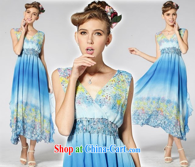 Addis Ababa, the Royal Hawaiian resort long skirt flouncing skirt with Elasticated waist-high V collar, skirt green XL pictures, price, brand platters! Elections are good character, the national distribution, so why buy now enjoy more preferential! Health
