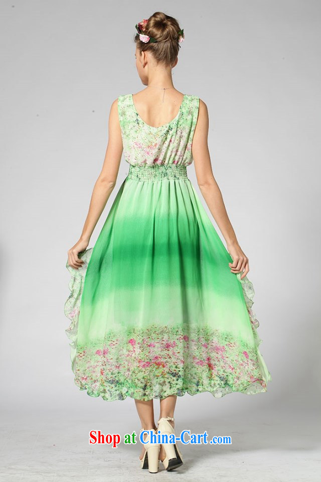 Addis Ababa, the Royal Hawaiian resort long skirt flouncing skirt with Elasticated waist-high V collar, skirt green XL pictures, price, brand platters! Elections are good character, the national distribution, so why buy now enjoy more preferential! Health