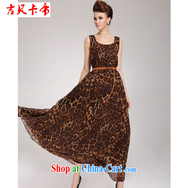 The Bekaa in Dili summer new real-time a loose belt round-collar woven Snow Leopard even skirt the belt only color XXL