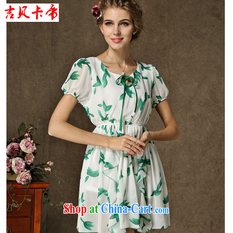The Bekaa in Dili in Europe 2015 new summer fruits, green leaf stamp fairy short-sleeved short skirts 1 XL suit, Jim Bekaa in Dili (JIBEIKADI), shopping on the Internet