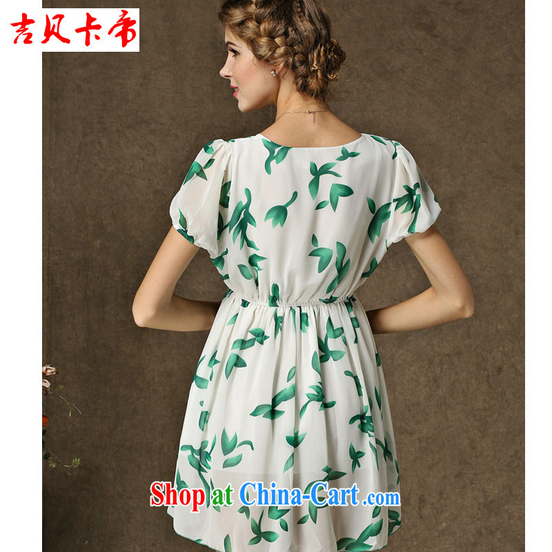 The Bekaa in Dili in Europe 2015 new summer fruits, green leaf stamp fairy short-sleeved short skirts 1 XL suit, Jim Bekaa in Dili (JIBEIKADI), shopping on the Internet