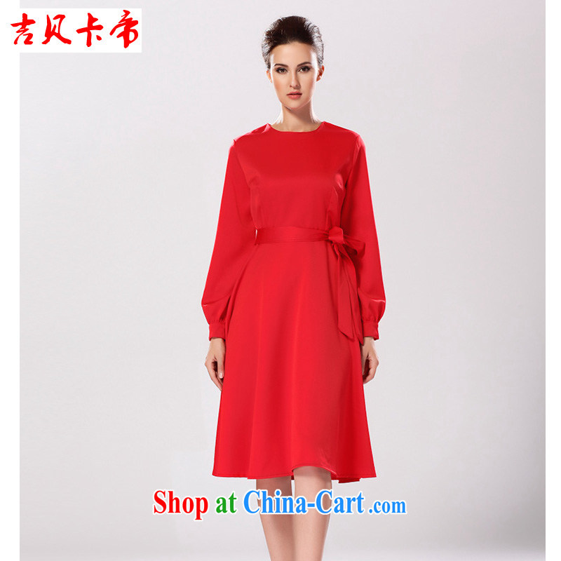 The Bekaa in Dili autumn and winter decorated women in dresses with long-sleeved elegant red large dresses red XL, the Bekaa in Dili (JIBEIKADI), shopping on the Internet