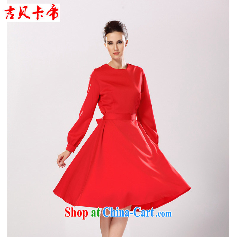 The Bekaa in Dili autumn and winter decorated women in dresses with long-sleeved elegant red large dresses red XL, the Bekaa in Dili (JIBEIKADI), shopping on the Internet