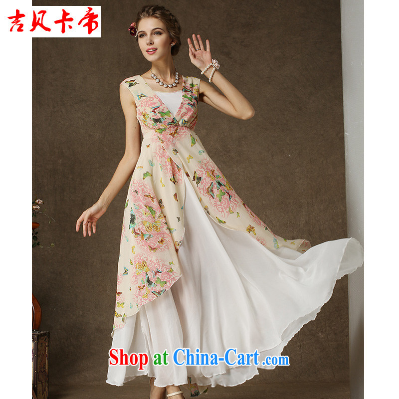 The Bekaa in Dili the Korean Composite population stamp butterfly spell white Pearl snow woven double-decker Big swing dresses picture color XL, Bekaa in Dili (JIBEIKADI), shopping on the Internet