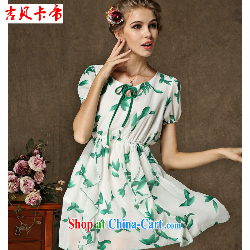 The Bekaa in Europe and America in Dili new summer fruits, green leaf stamp fairy short-sleeved short skirt suit 1 XL