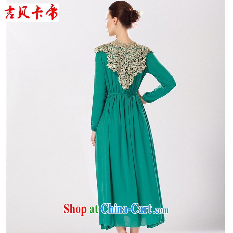 The Bekaa the Dili Court skirt this thread shawl luxury Muslim long-sleeved large dresses Red and Green Green XL, Bekaa in Dili (JIBEIKADI), shopping on the Internet