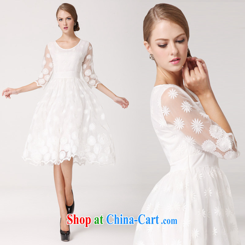 The Bekaa in Dili 2014 new dresses Princess skirt 7 cuff the waist graphics thin embroidered skirt white L pictures, price, brand platters! Elections are good character, the national distribution, so why buy now enjoy more preferential! Health
