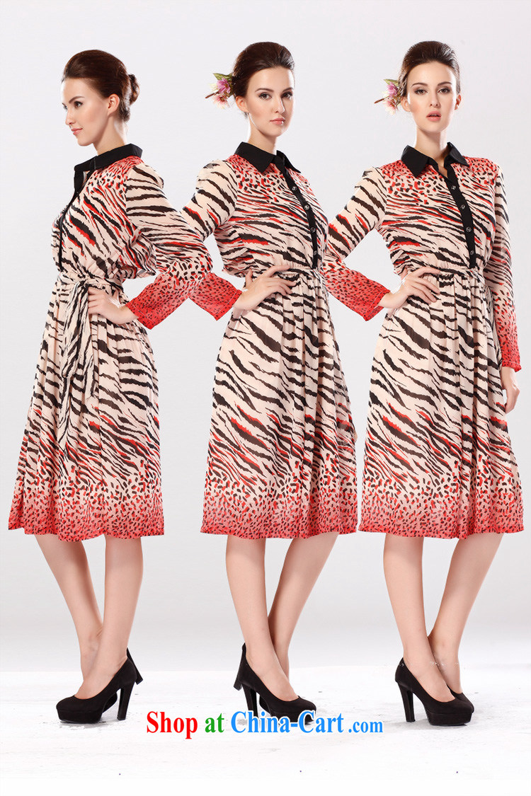 The Bekaa in Dili solid click through Leopard hit color RED, long-sleeved snow woven stamp shirt collar dresses picture color XL pictures, price, brand platters! Elections are good character, the national distribution, so why buy now enjoy more preferential! Health