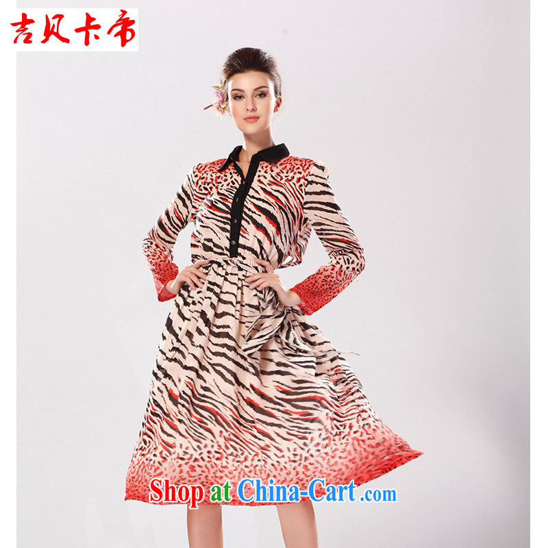 The Bekaa in Dili solid click through Leopard hit color RED, long-sleeved snow woven stamp shirt collar dresses picture color XL, the Bekaa in Dili (JIBEIKADI), and, on-line shopping