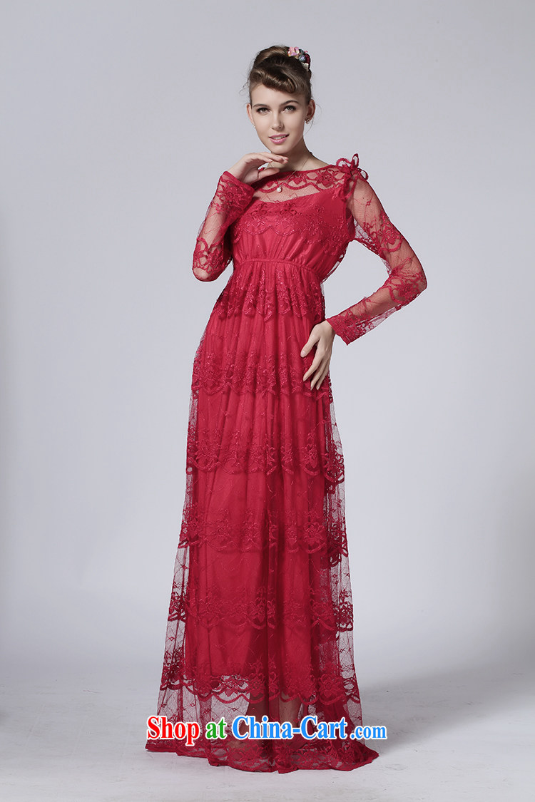 The Bekaa in Dili advanced for lace wine red dress long-sleeved lace dragging dresses wine red XL pictures, price, brand platters! Elections are good character, the national distribution, so why buy now enjoy more preferential! Health