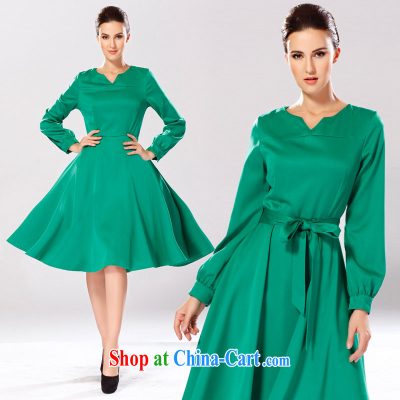 The Bekaa in Dili fall in Europe and the new stylish V collar high waist belt beauty graphics thin, long dresses female Green XL pictures, price, brand platters! Elections are good character, the national distribution, so why buy now enjoy more preferential! Health