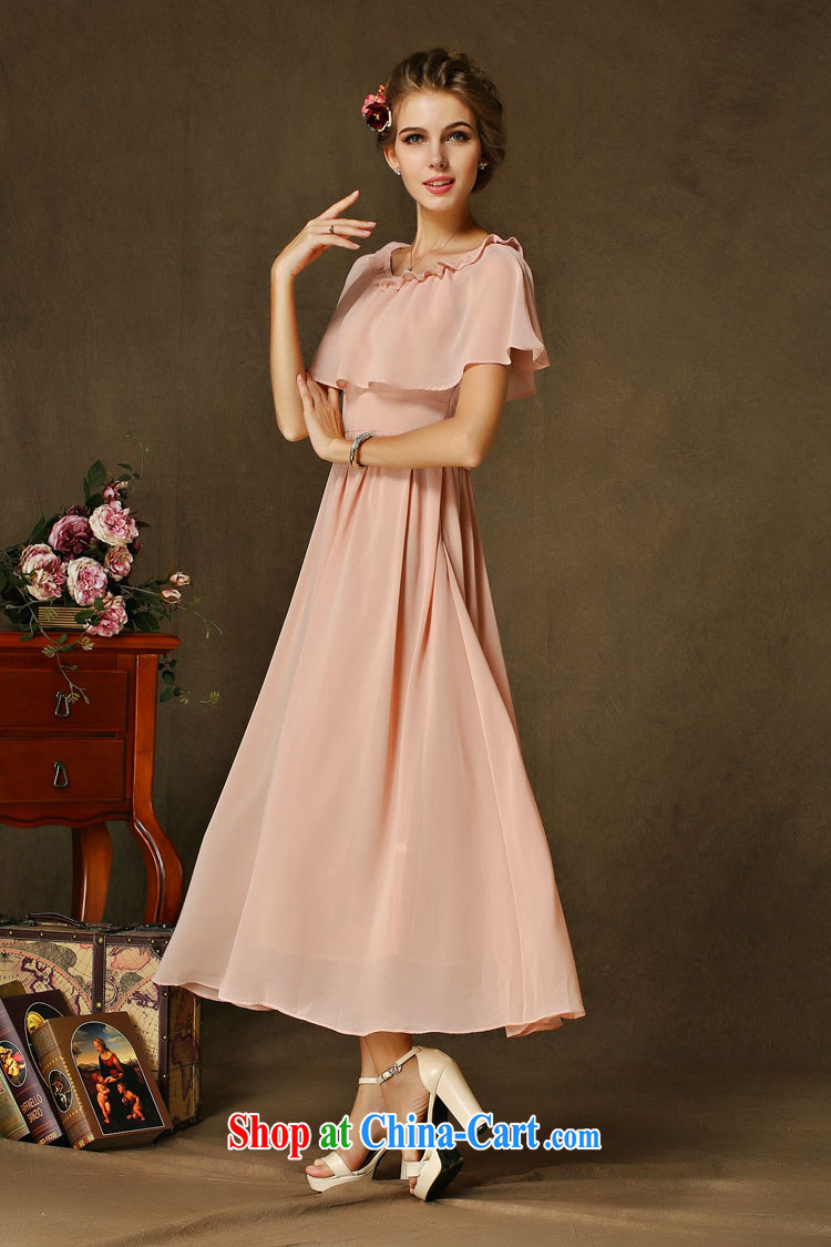 The Bekaa in Dili New High and Low exposed Hong Kong shoulder dresses retro cloak long skirt 1 bare pink XL, Bekaa in Dili (JIBEIKADI), shopping on the Internet
