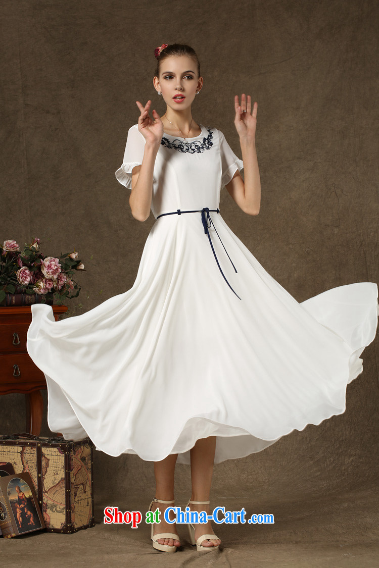 The Bekaa in Dili 2015 summer new female embroidered snow-woven waist retro fresh dresses skirts 1m White XL pictures, price, brand platters! Elections are good character, the national distribution, so why buy now enjoy more preferential! Health