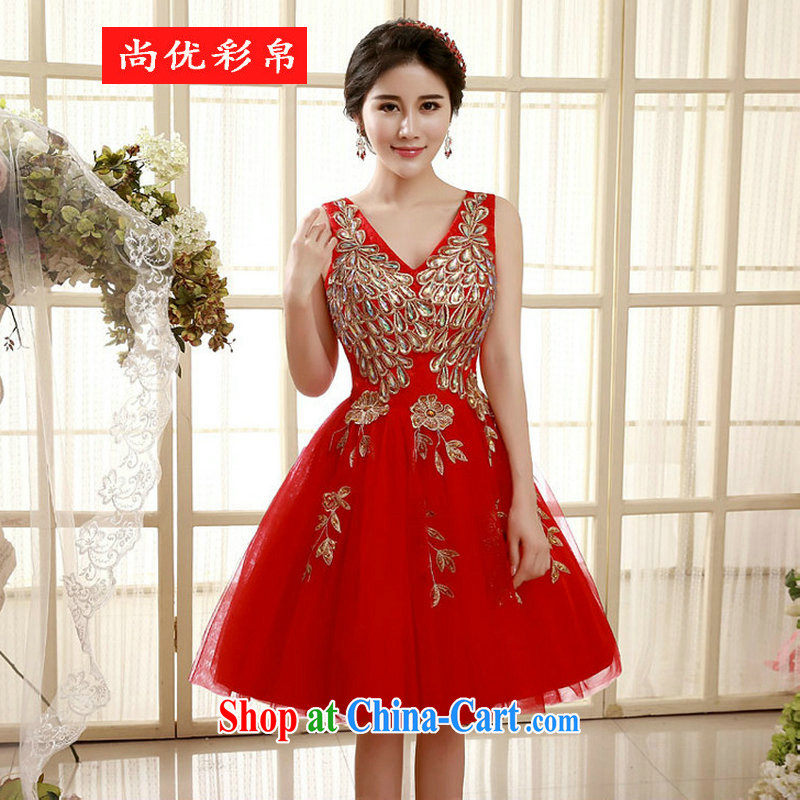 There are optimized color Kingfisher dress 2015 new dual-shoulder lace beauty spring and summer the betrothal the short dress XS 5546 red XXL