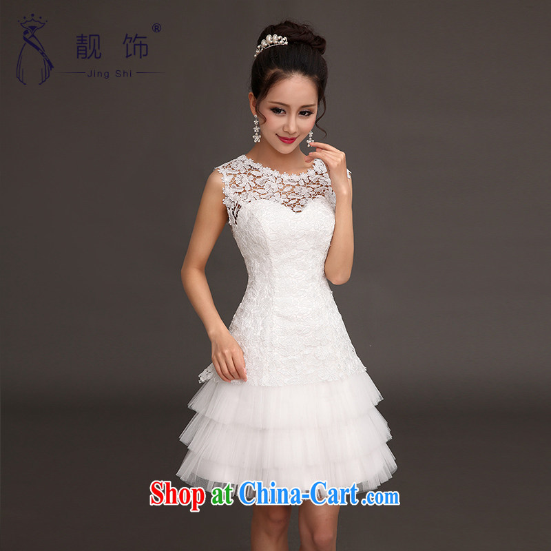 Beautiful ornaments dress 2015 new short red dress bridal toast serving Korean double-shoulder lace bridesmaid dress in white will do not support replacement, beautiful ornaments JinGSHi), online shopping