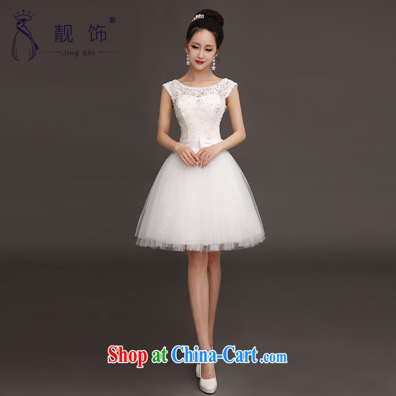 Beautiful ornaments 2015 new dress short, white double-shoulder lace strap bridesmaid with Korean small dress white. Do not support returns, beautiful ornaments JinGSHi), online shopping