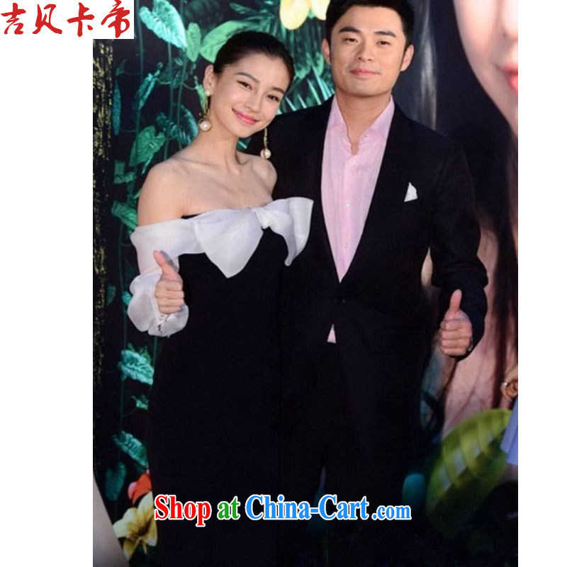 The Bekaa in Dili 85,003 #angelababy Yang Ying micro-Love Movie release black bare shoulders beauty banquet dress black L, Bekaa in Dili (JIBEIKADI), shopping on the Internet