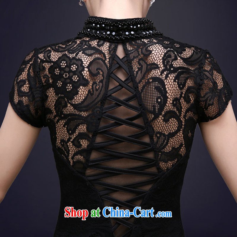 A good service is 2015 new spring upscale banqueting Evening Dress long, show moderator cultivating crowsfoot dress girls black XL, good service, and, on-line shopping
