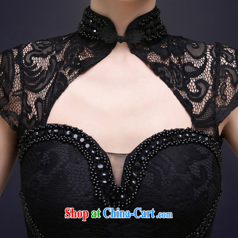 A good service is 2015 new spring upscale banqueting Evening Dress long, show moderator cultivating crowsfoot dress girls black XL, good service, and, on-line shopping