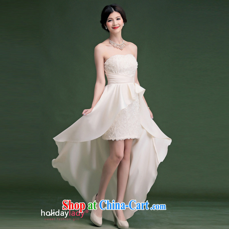 Oh, the 2015 women's clothing new, short before long after sense of bare chest small dress dress cocktail reception dinner Evening Dress white are code