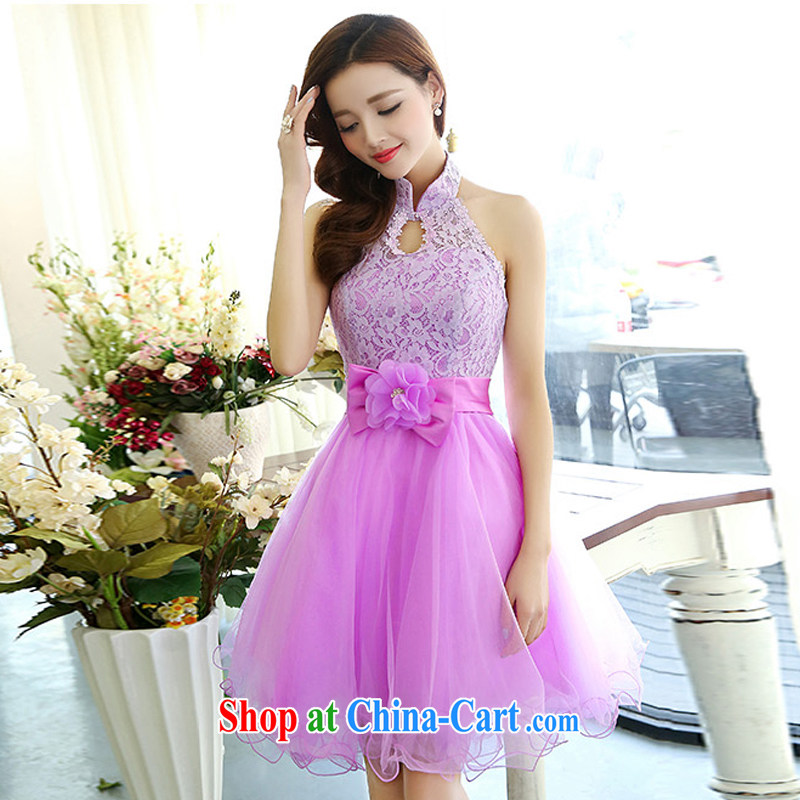 Lok Yan SA moderator dress Evening Dress Company Annual Spring 2015 new bride toast service shaggy dress bridesmaid dress short purple S, Lok Yan Sha, and shopping on the Internet