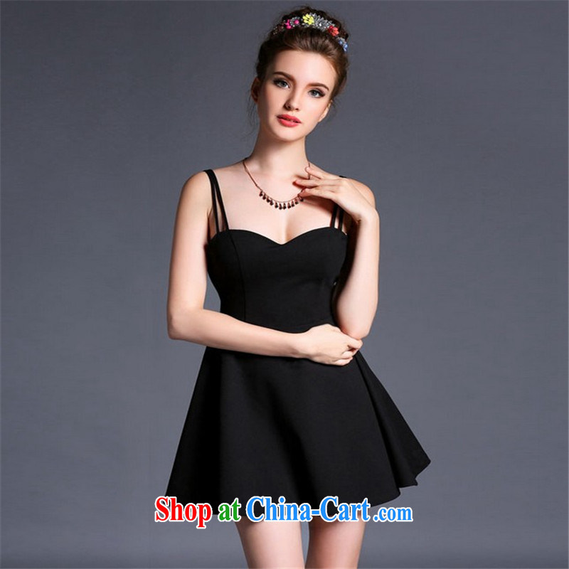 Connie, Texas 2015 new Europe and sense of back exposed wrapped chest low Chest straps short skirt video skinny dress solid bare shoulders dress black L, Connie, Texas, shopping on the Internet