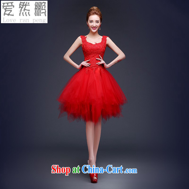 Love so Pang bows Service Bridal 2015 new wedding dresses red short wedding dress shoulders graphics thin dress and female M