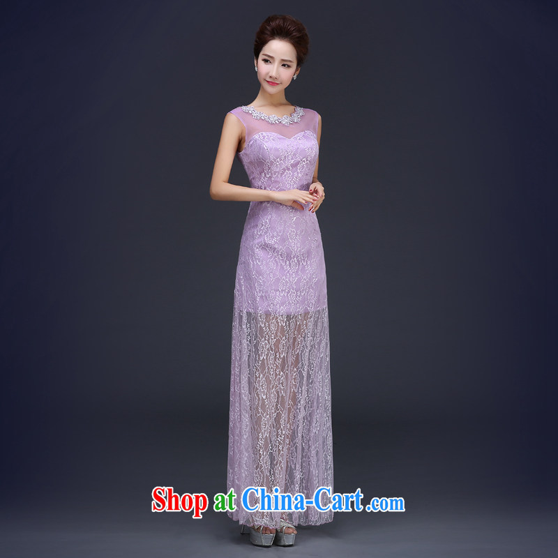Cheng Kejie MIA wedding dresses spring 2015 new Korean version wiped chest lace bridal wedding toast long dress drill light purple XXXL