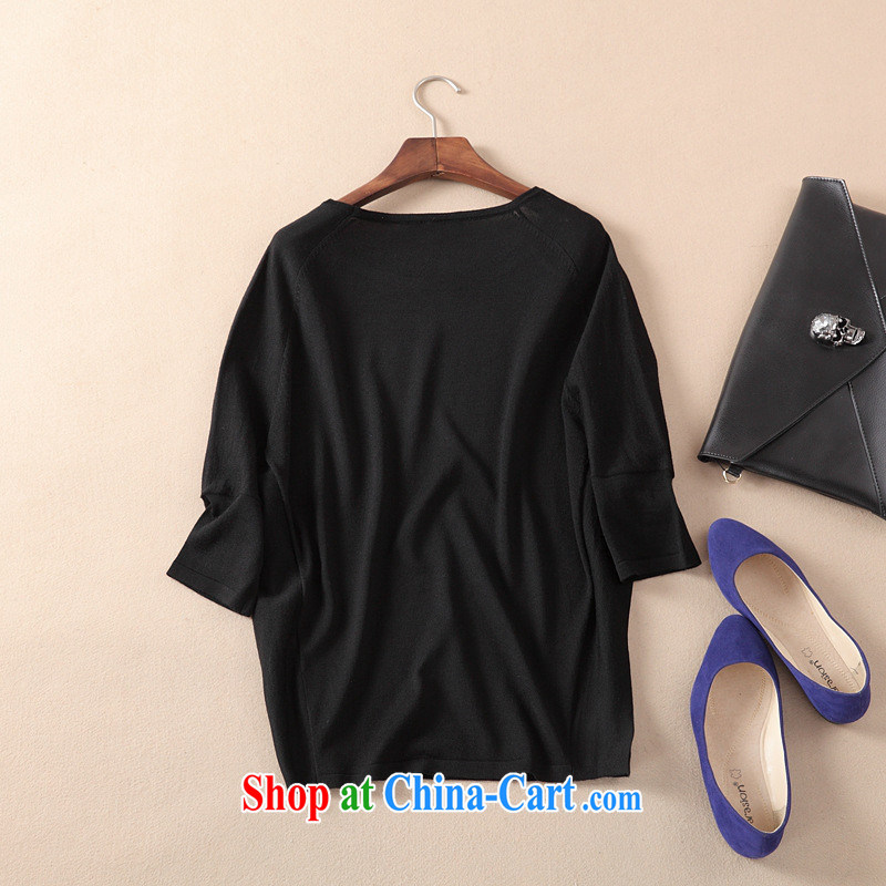 Health concerns women * spring 2015 new women's clothing 7 cuff round-collar T-shirt solid T-shirt girl, a solid color T-shirt women clothing wholesale black, code, blue rain bow, and shopping on the Internet