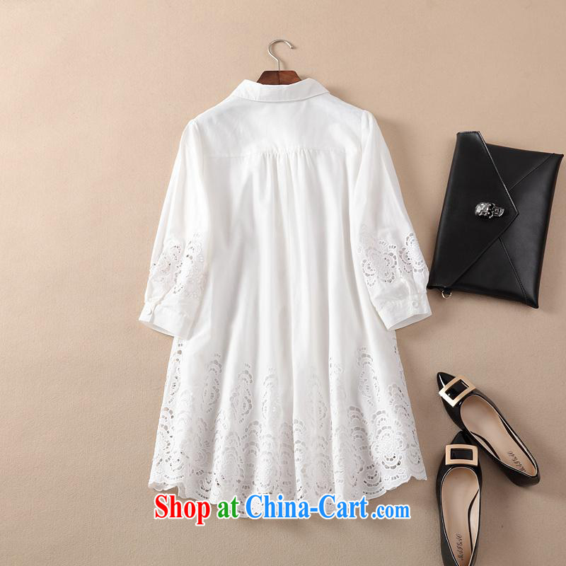 Health concerns women * 2015 spring and summer at the high-end European and American female lapel Openwork female loose T-shirt, T-shirt white XL pictures, price, brand platters! Elections are good character, the national distribution, so why buy now enjoy more preferential! Health