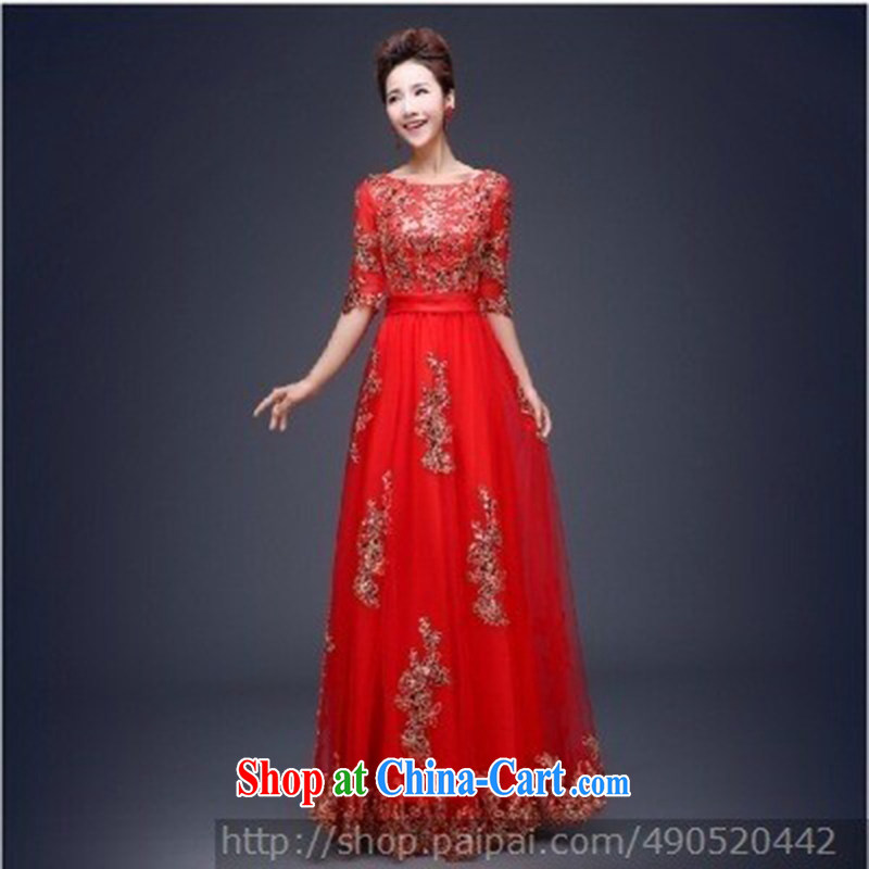 A beautiful, wedding dresses, dresses, uniforms, classic style luxury personal a cuff dress red long XXL