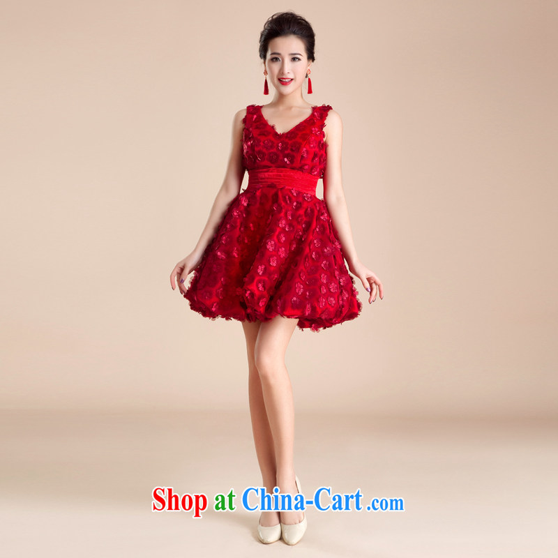 Bridal toast clothing bridesmaid clothing dress new 2015 wedding wedding spring and summer short, red dress beauty XXL pink, blooming crazy (chunhuaqiuyue), online shopping