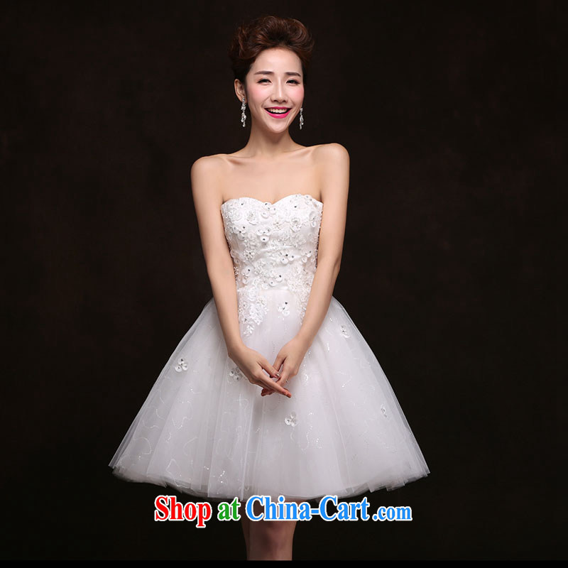 The china yarn bridal short small dress dress wedding dresses Evening Dress stylish lace bare chest toast clothing bridesmaid clothing white. size does not accept return
