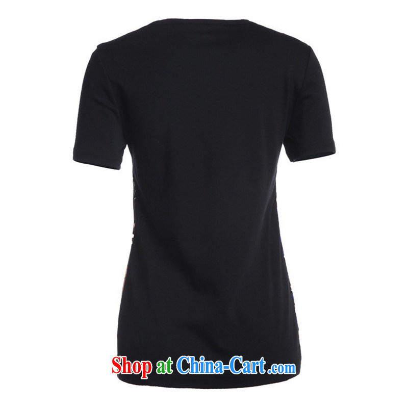 Health concerns women * 2015 summer European site high-end boutique female donkey is a round-neck collar to work cultivating stamp T shirts short-sleeved BC 1406 L black, blue rain bow, and, shopping on the Internet