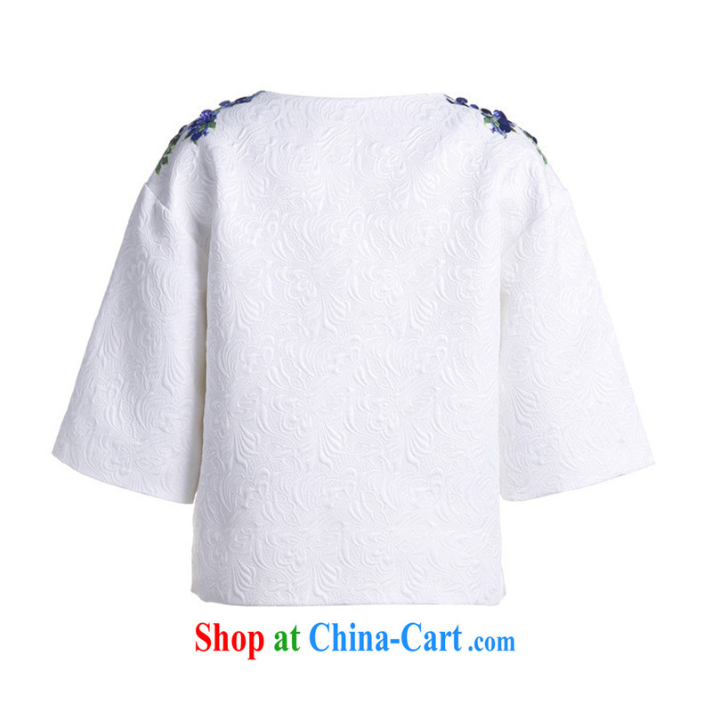 Health concerns women * 2015 spring European site high-end female D Du is a stamp duty staple Pearl horn, sleeveless BC 0502 white L, blue rain bow, and, on-line shopping