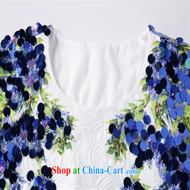 Health concerns women * 2015 spring European site high-end female D Du is a stamp duty staple Pearl horn, sleeveless BC 0502 white L, blue rain bow, and, on-line shopping
