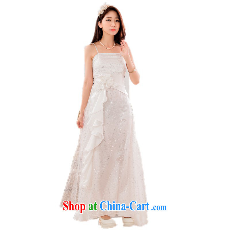The package mail new large, stylish and super star, erase chest dress XL straps long skirt dress wedding white bows blue 3 XL approximately 165 - 185 jack, land is still the garment, shopping on the Internet