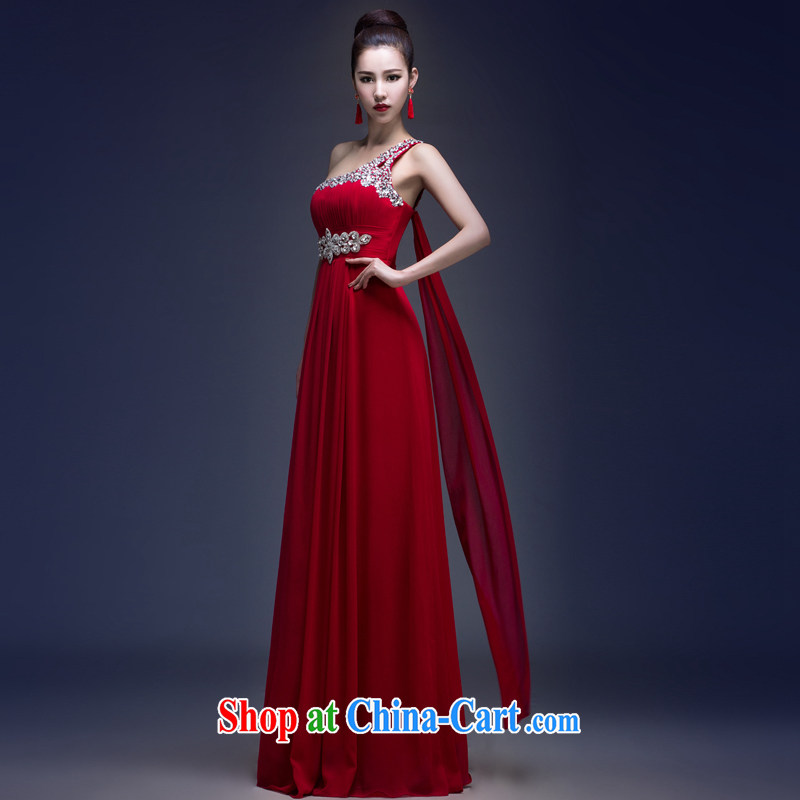 wedding dresses the shoulder bows new 2015, married women dress stylish wedding Evening Dress uniforms, long wine red XXL, Blooming crazy (chunhuaqiuyue), shopping on the Internet