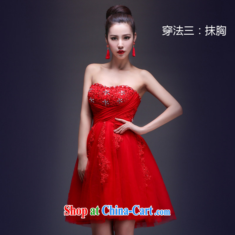 Wedding toast serving modern Korean short dress 2015 New Red Beauty tie wedding bridal with summer red XXL, blooming crazy chunhuaqiuyue ( ), and shopping on the Internet