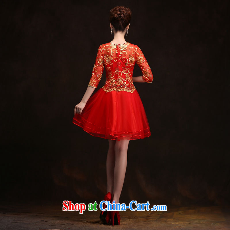 The china yarn 2015 new spring and summer short sleeves in red and stylish bridal wedding dress qipao toast serving Red. size does not accept return and china yarn, shopping on the Internet