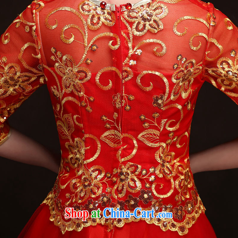 The china yarn 2015 new spring and summer short sleeves in red and stylish bridal wedding dress qipao toast serving Red. size does not accept return and china yarn, shopping on the Internet