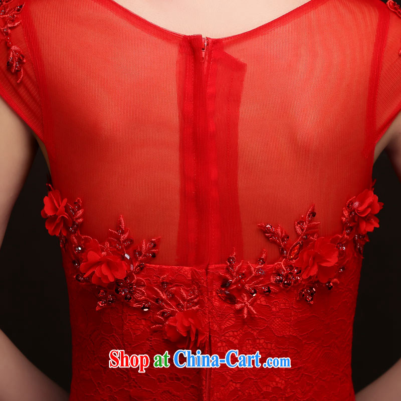 The china yarn dress 2015 New Long bows Service Bridal crowsfoot beauty lace stylish wedding dress Red. size do not accept return and China yarn, shopping on the Internet