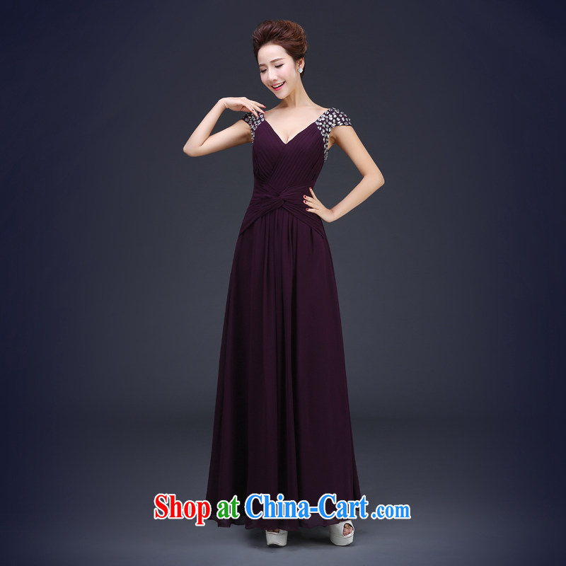 Jie MIA 2015 new stylish long, deep purple V bridal toast serving moderator performance service beauty banquet dress purple XXXL, Jake Mia, shopping on the Internet