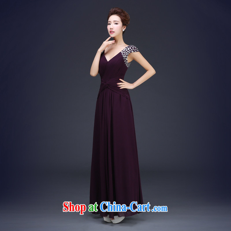 Jie MIA 2015 new stylish long, deep purple V bridal toast serving moderator performance service beauty banquet dress purple XXXL, Jake Mia, shopping on the Internet