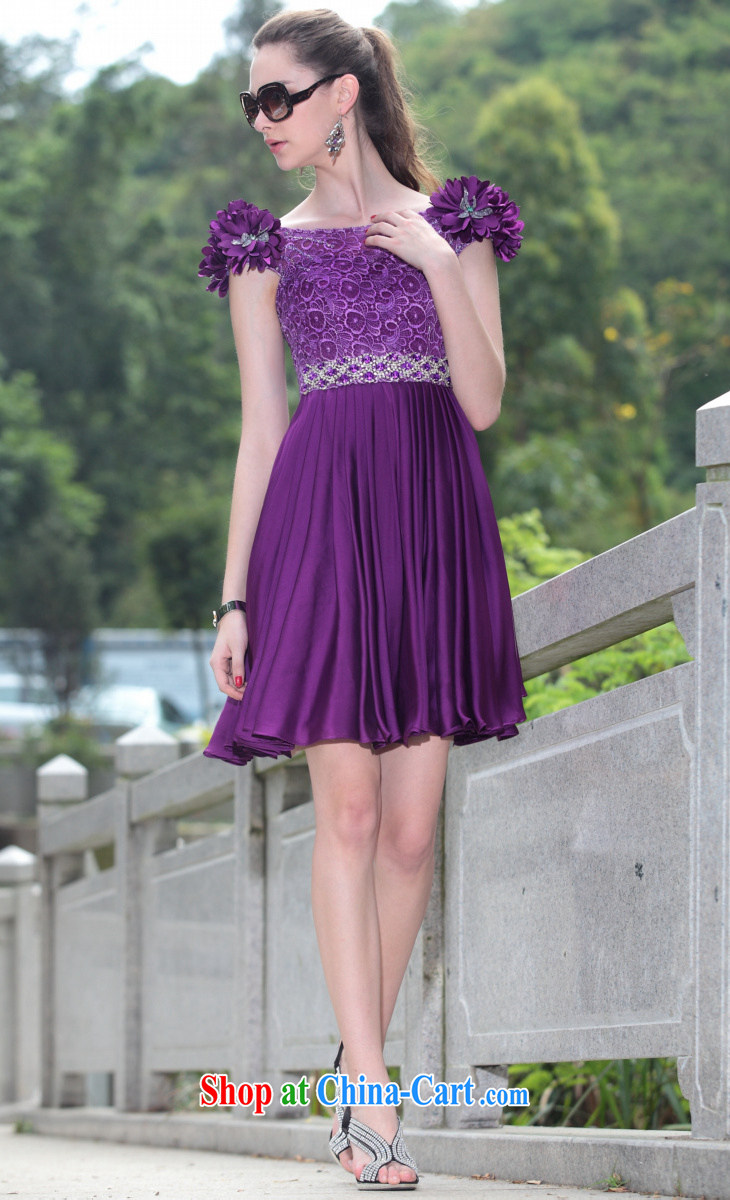 Multi-LAI Ki Europe Evening Dress pink small dress bows small dress short dress trade short dress, Qi short evening dress purple field shoulder 100 purple XXL pictures, price, brand platters! Elections are good character, the national distribution, so why buy now enjoy more preferential! Health