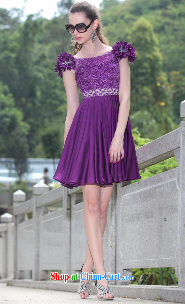 Multi-LAI Ki Europe Evening Dress pink small dress bows small dress short dress trade short dress, Qi short evening dress purple field shoulder 100 purple XXL pictures, price, brand platters! Elections are good character, the national distribution, so why buy now enjoy more preferential! Health