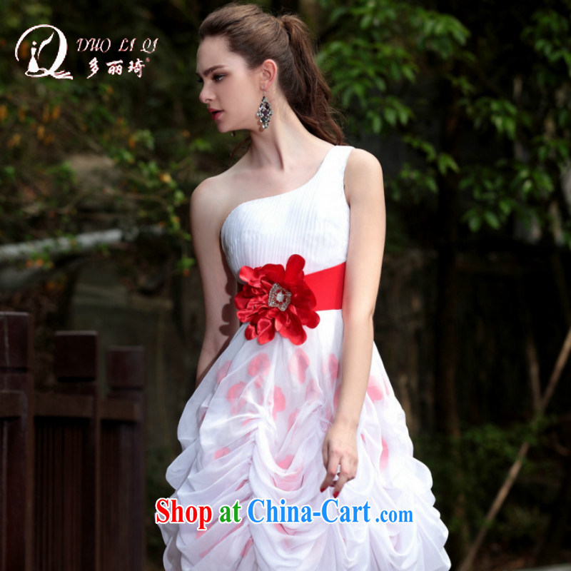 More LAI Ki small dress single shoulder shaggy dress dress bridal wedding dress small white dress 6026 white XXL