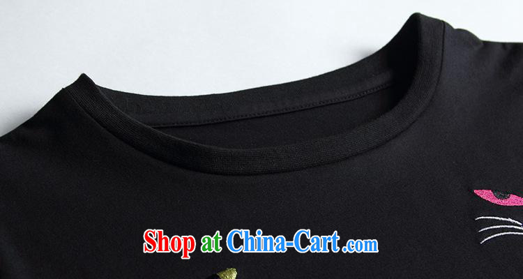 9 month dress * American and European short-sleeved T-shirt female 2015 female solid shirt European site embroidered kitten silk and cotton girls T-shirt 8618 C black L pictures, price, brand platters! Elections are good character, the national distribution, so why buy now enjoy more preferential! Health