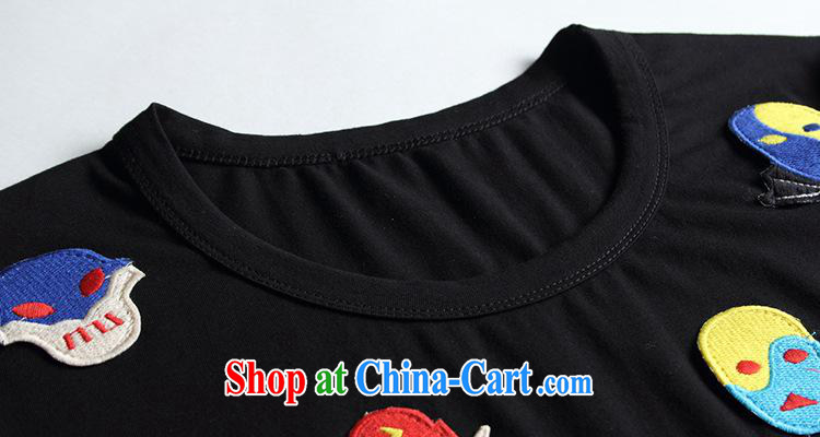 9 month dress * short-sleeve T-shirt women 2015 European and American style dress robots and embroidered beauty and Women's cut T-shirt 8849 black L pictures, price, brand platters! Elections are good character, the national distribution, so why buy now enjoy more preferential! Health